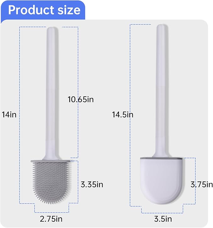 RV Toilet Bowl Brush 2pcs, Toilet Brush Silicone Won't Damage Toilets, Wall Mounted Toilet Brush-Anti-Roll, Anti-Drip Design, Suitable for RV Travel Trailers and Campers, Made by RVers for RVers (2)