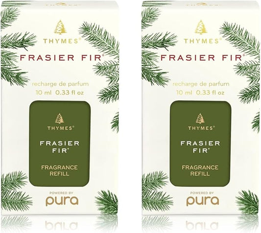 Thymes Pura Refills – 2 Pack of Oil Diffuser Scents – Long-Lasting Pura Diffuser Refills – Premium Home Fragrance – Notes Siberian Fir Needles, Cedarwood & Sandalwood (Frasier Fir, Pack of 2)