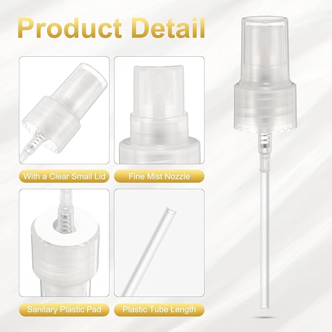 uxcell 12 Pcs Clear Spray Top, 20/410 Fine Mist Sprayer Reusable Replacement Spray Bottle Pump Plastic Top for Cosmetic Perfume and Body Sprays Bottle