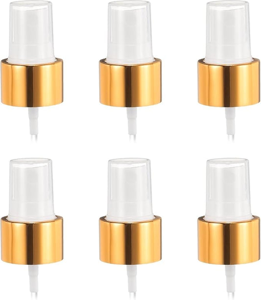 uxcell 6 Pcs Gold White Spray Top, 24/410 Fine Mist Sprayer Reusable Replacement Spray Bottle Pump Plastic Top for Cosmetic Perfume and Body Sprays Bottle