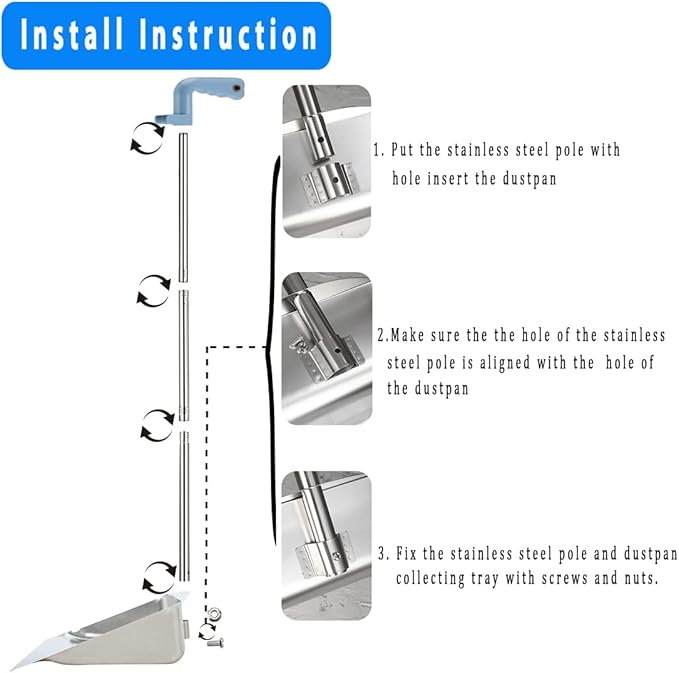 YONILL Broom and Dustpan Set for Home - Indoor Broom and Dust Pans with Long Handle, 52" Indoor Broom with 38" Heavy Duty Metal Dust Pan Set Combo for Home Kitchen, Garage, Office and Lobby Use