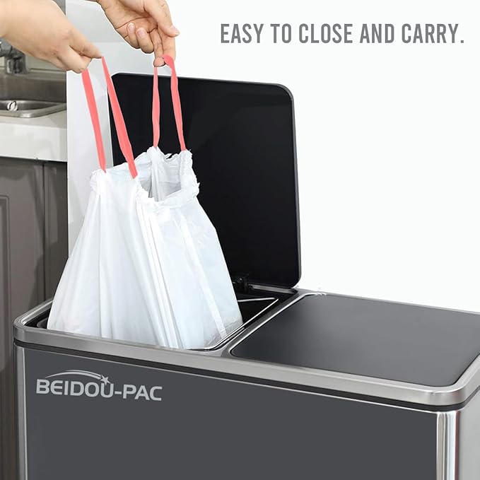8-10 Gallon Trash Bags Drawstring, 600 Count, White & Unscented Garbage Bags Multi-purpose for Business Home Bathroom Kitchen Commercial and Industrial