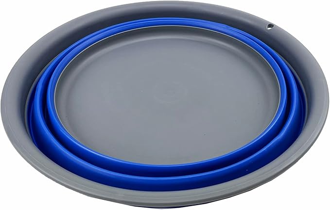 SAMMART 7.5L (1.98 Gallon) Collapsible Tub - Foldable Dish Tub - Portable Washing Basin - Space Saving Plastic Washtub (Grey/Purplish Blue)