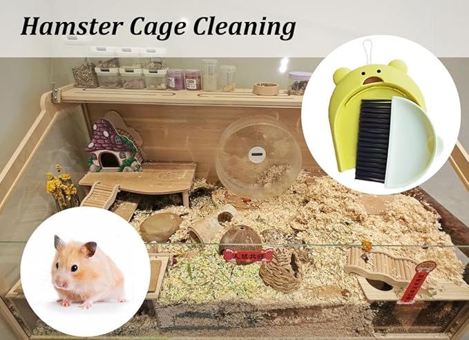 3 Pack Small Broom and Dustpan Set,Mini Portable Hanging Storage Cleaning Brush for Home Desk, Sofa, Car,Kitchen Countertops, Pet Manure Cleaning (Bear)