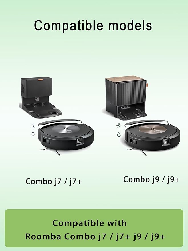 E-HAO Vacuum Replacement Parts for iRobot Roomba Combo j7, j7+, j9, j9+ and Max 10 Model, 1 Set Rubber Roller, 3 Reusable Mopping Pads, 3 HEPA Filters and 3 Edge-Sweeping Brushes