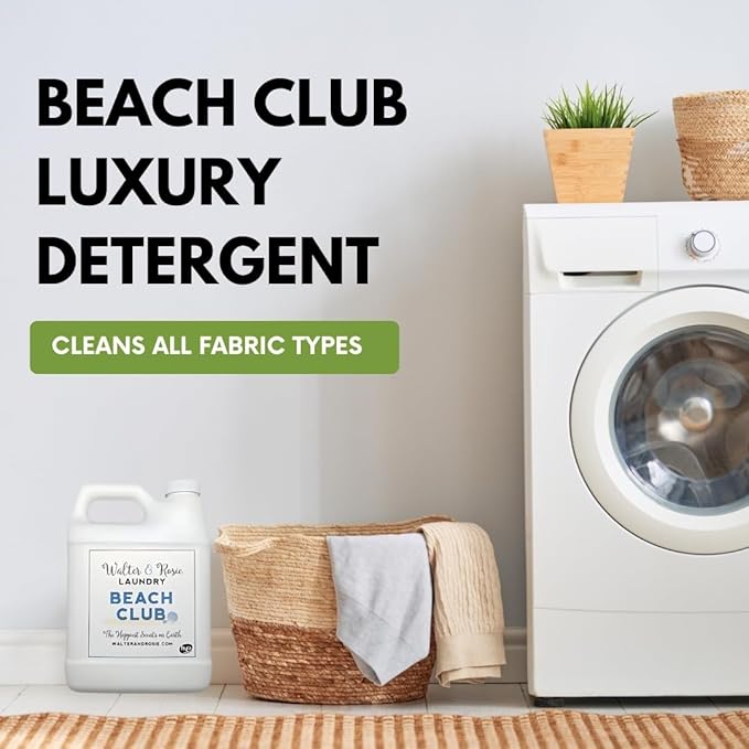Walter & Rosie Beach Club Luxury Laundry Detergent - Park Inspired Scent with Green Notes & White Jasmine - Highly Fragrant Laundry Detergent - The Happiest Detergent on Earth - 128 Oz