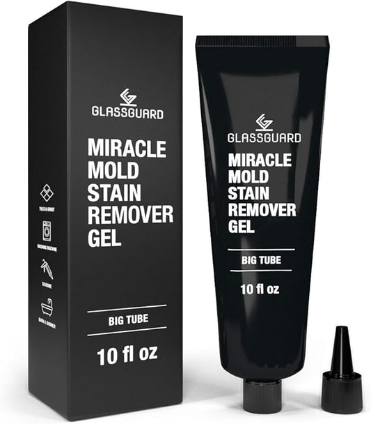 GlassGuard Miracle Stain Cleaner Gel for Hard Stains – Cleaning Gel for Grouts, Ceramic, Glass, Silicone, Caulk & More – Washing Machine Cleaner Front Loader (300 ml / 10 oz)