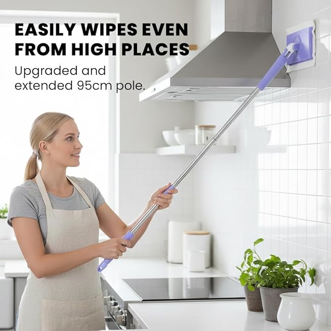 2026 Snap Grip Mini Mop Upgraded with 10 Pads| Zero Touch Hands-Free Cleaning Mop|27.5” & 36.5” Adjustable Handle Flat Dust Mop for Bathroom,Corners,Windows|No Wash, Wet & Dry Use (36.5”White)