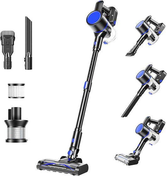 DUMOS Cordless Vacuum Cleaner, Lightweight Stick Vacuum Cleaners for Home, Powerful Suction & LED Lights Rechargeable Battery for Carpets, Pet Hair, Hardwood Floors