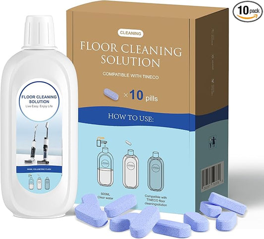 Nukisa 10 Bottles Compatible with Tineco Cleaning Solution Pet 500ml Per Bottle Lavender Scents Floor Cleaner Compatible with All Robot Vacuums with Mopping and Cordless Wet/Dry Vacuum (Lavender)
