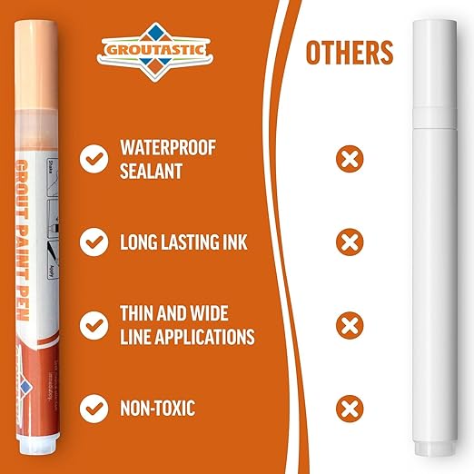 Light Beige Grout Paint Pen – Tile Grout Colorant & Sealer Marker, Quick-Dry, Ideal for Bathroom, Shower, Kitchen Tiles – Restores Grout Lines,3 Adjustable Tips (2-3 mm) 2 Pack
