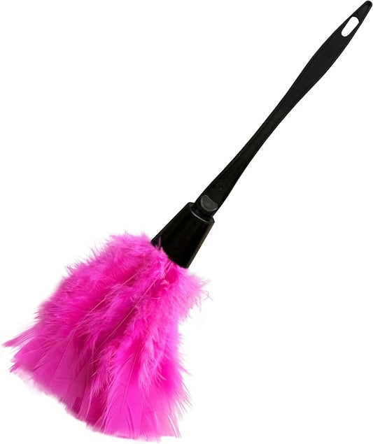 14 Inch Turkey Feather Duster – Lightweight Cleaning Brush for Home, Office, Furniture, Blinds, and Electronics (Rose Red)