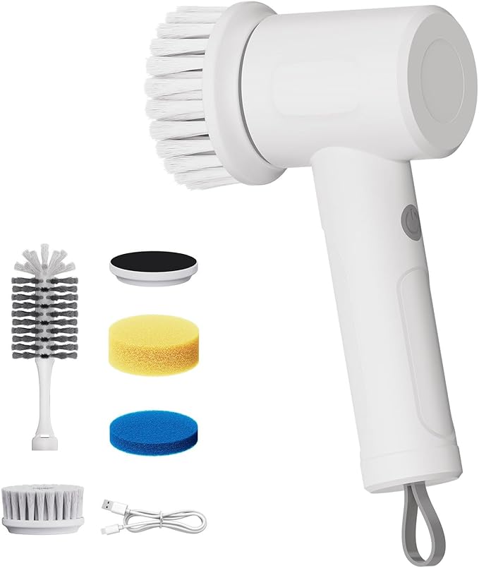 Electric Spin-Power Scrubber,Cordless Brush for Kitchen, IPX7 Waterproof Dish Washing Scrubber Brush Multi-use Electric Handheld Brush for Bathroom,Sink,Bathtub,ect