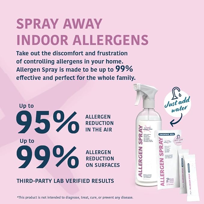 Allergen Spray, Pets, Dust Allergies & More, Air & Surface Control, Just Add Water, Bottle Plus Two Refills, Over 100oz Total