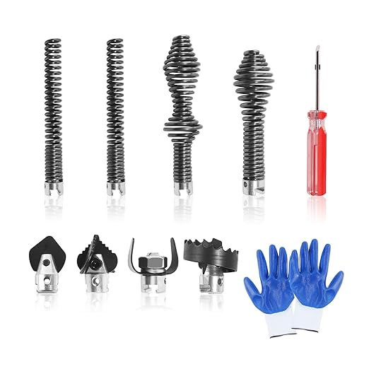 Aochuang Drain Auger Drill Attachment Set (10 Pieces), Root Cutter Head for Sewer Cleaning, Drain Snake Cable Tools for Ridgid K-400 Drum Machine