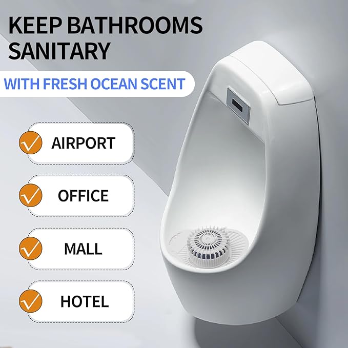Urinal Screen Deodorizer (12 Pack),Urinal Cakes with Block Long-Lasting Ocean Scent,Anti-Splash Urinal Screens for Men Bathroom Airport Office Mall Hotel