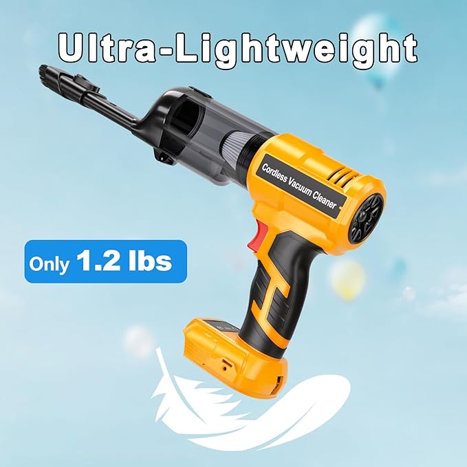 Adisipsoarin Cordless Vacuum Cleaner for Dewalt 20V Battery, Electric Handheld Vacuum Cleaner with 105AW Powerful Suction, Portable Vacuum Cleaner for Floor, Carpet, Car, Home (Battery Not Included)