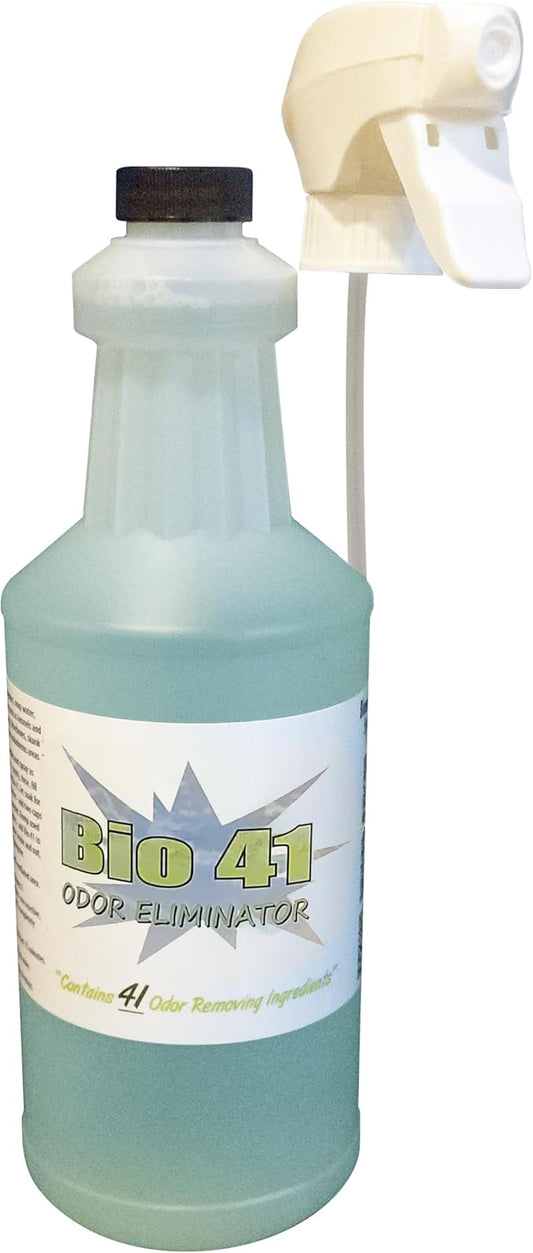 Bio 41 Odor Eliminator, Molecular Technology Since 2005 - Commercial, Industrial, Strong Pet & Urine Odor Remover, Trash Can Deodorizer 32 Oz Sprayer