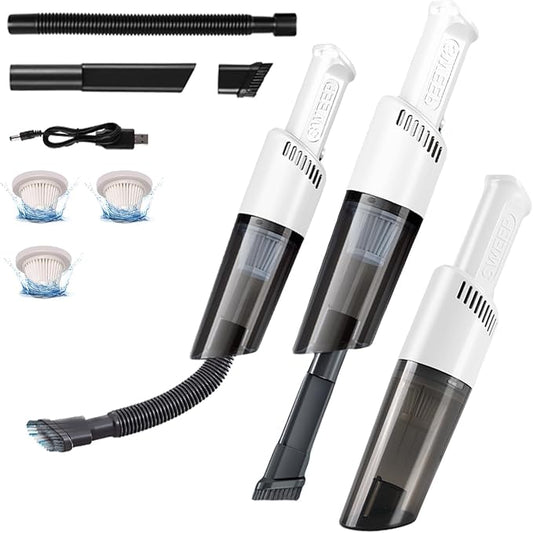 Xquyk Handheld Vacuum Cleaner Cordless, 3600Pa Suction, 50W Motor, Type-C Rechargeable, Bagless HEPA Filter, 20 Min Runtime, Lightweight 0.49 lb, for Car, Sofa, Home, Pet Hair（White）