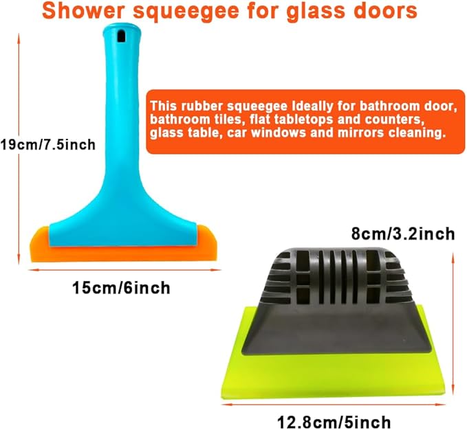 Cotonlake Window Tint Tool All-Purpose 6" Silicone Cleaning Squeegee 5 inch Handy Small Rubber Window Squeegee Auto Water Blade for Car Windshield, Window, Mirror, Glass Door,Shower(Green and Orange)