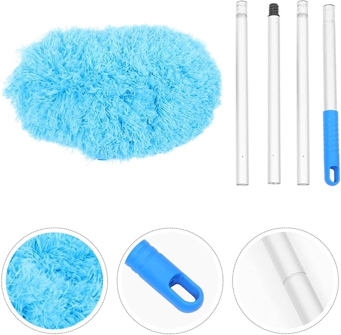 NOLITOY Extendable Aluminum Duster Pole, 58 Inch Ceiling Fan & Wall Cleaner Round Brush Multifunctional Lightweight Dust Remover for Home & Office