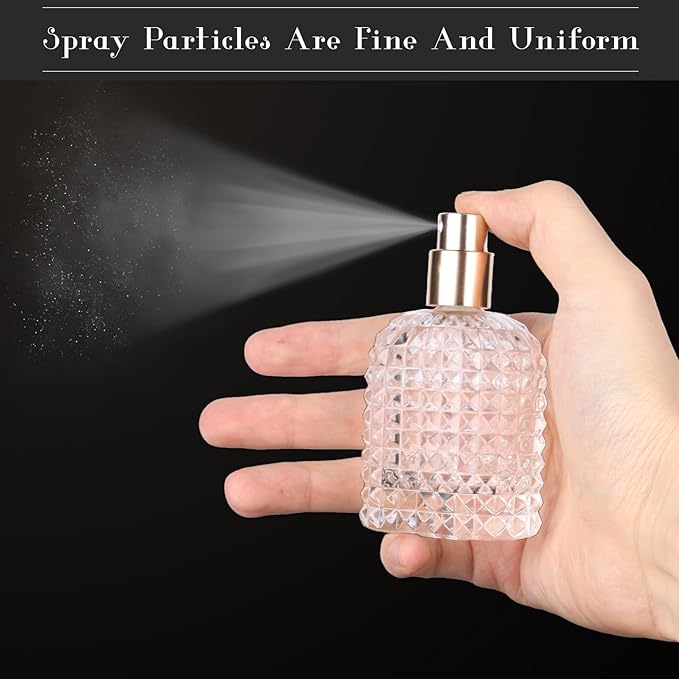 2 Pack Refillable Spray Perfume Bottles, 50ML Clear Thick Glass Empty Perfume Bottles, Perfume Atomizer Travel Cologne Sprayer Bottles
