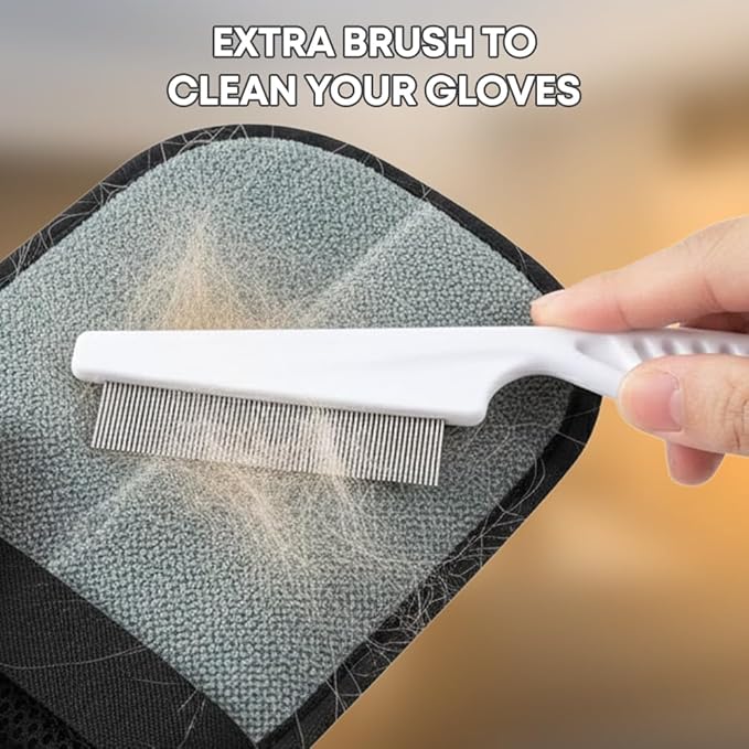 FLEXARO Pet Hair Remover Glove for Cats & Dogs, Upgraded 5-Finger Electrostatic Mesh Mitt, Handheld Grooming Glove Reusable Fur & Lint Remover for Sofa, Couch, Carpet, Clothes & Car Seat – Black
