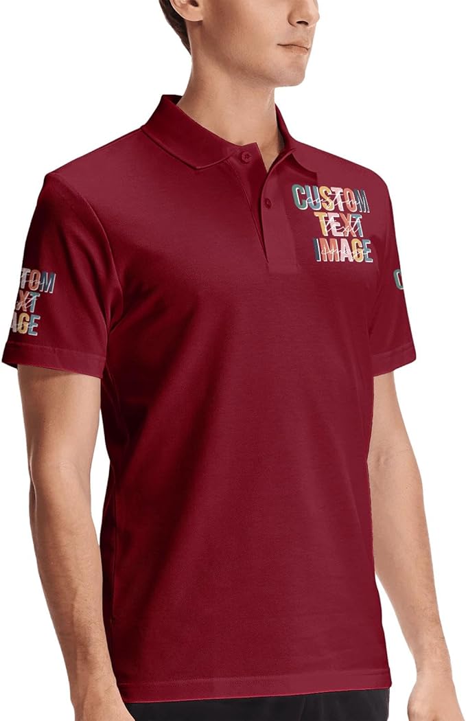 Personalised Polo Shirt Custom Work Shirts for Men Women Printed Text or Logo Working Top, Casual Wear, and Sports Teams