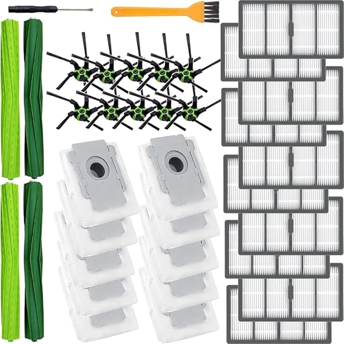 COSIN Replacement Parts Kit Compatible with Roomba s9(9150),s9+(9550),s Series Vacuum Cleaner.Pack of 2 Set of Multi-Surface Rubber Brushes, 10 Side Brushes,10 Filters,10 Dust Bags,2 Tools