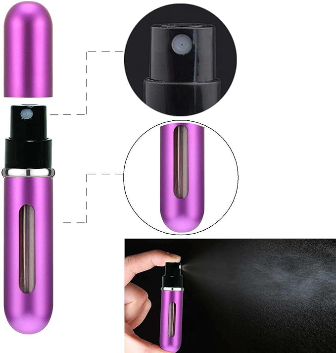 Portable Perfume Storage Bottle Refillable atomizer spray compact travel size up to 70 sprays easy refill fine mist TSA approved leak proof (Pink)