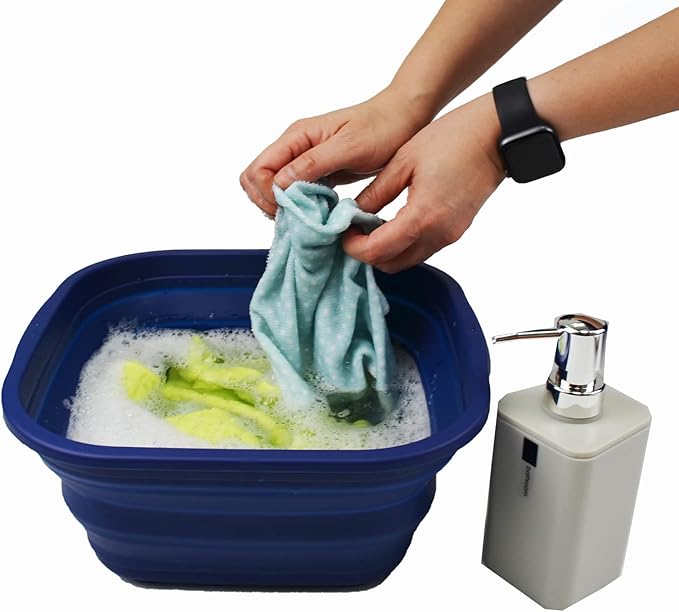 SAMMART 5.5L (1.4 Gallons) Collapsible Tub - Foldable Dish Tub - Portable Washing Basin - Space Saving Plastic Washtub (Royal Blue, 1)