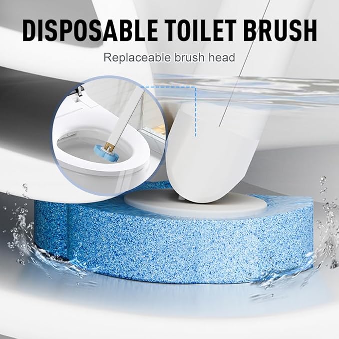 Disposable Toilet Cleaning System: Toilet Brush & Holder Kit with 18PCS Pre-Soaked Cleaner Wall-Mount Scrubbing Toilet Brush Bathroom Cleaning Kit (36-Pack Mixed Brush Heads)