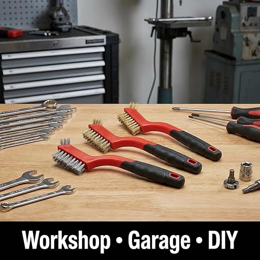 6-Pack Heavy-Duty Wire Brush Set,Rust Removal & Deep Cleaning for Metal, Automotive Parts, Furniture & BBQ | Durable Steel Bristles | Comfort Grip Handles