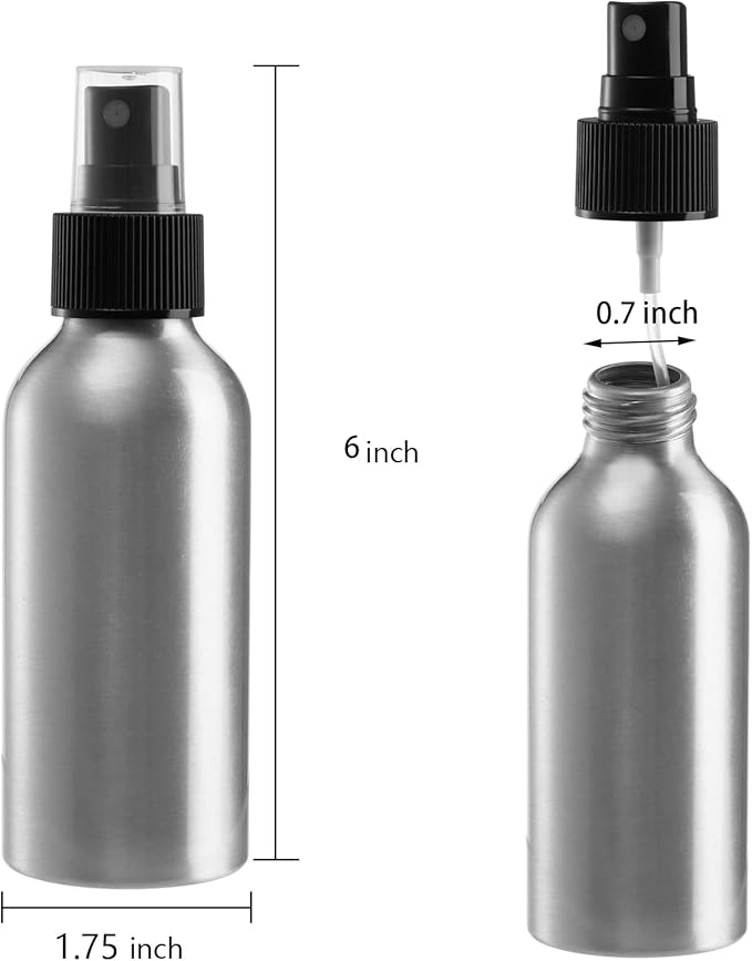 Youeon 12 Pack 4 Oz Fine Mist Spray Bottles, Reusable Aluminum Empty Spray Bottles, Small Refillable Bottle for Travel, Cosmetic, Perfume, Toner, Essential Oil Storage, Leak Proof