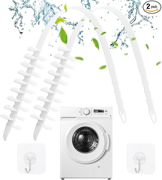 Olnverath 2PCS Washing Machine Cleaning Brush,Rolling Washing Machine Cleaner Front Loader Cleaning Tools with Storage Hook(23.23x5.51x1.38inch)