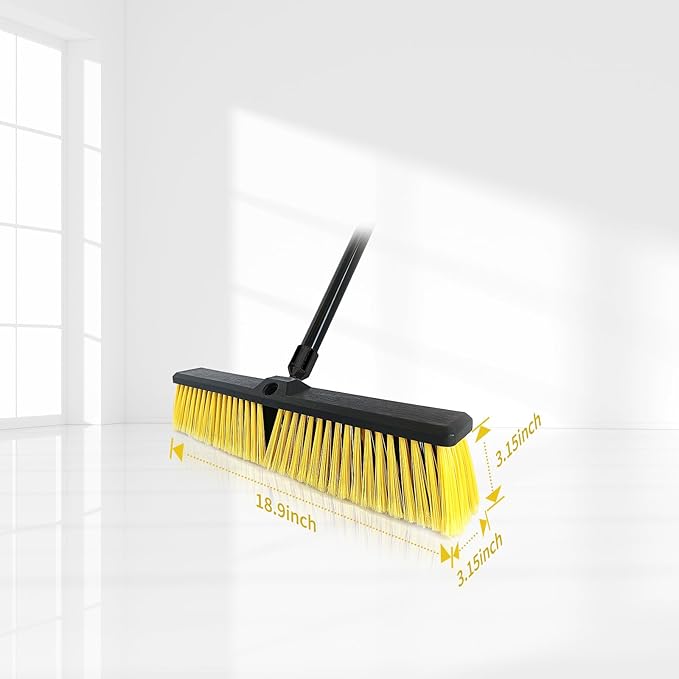 FRAXIR 4PCS Push Broom Head Outdoor Large Stiff Bristle Broom Head - Excellent Cleaning Performance - Easy Installation Broom Head(18 inches)