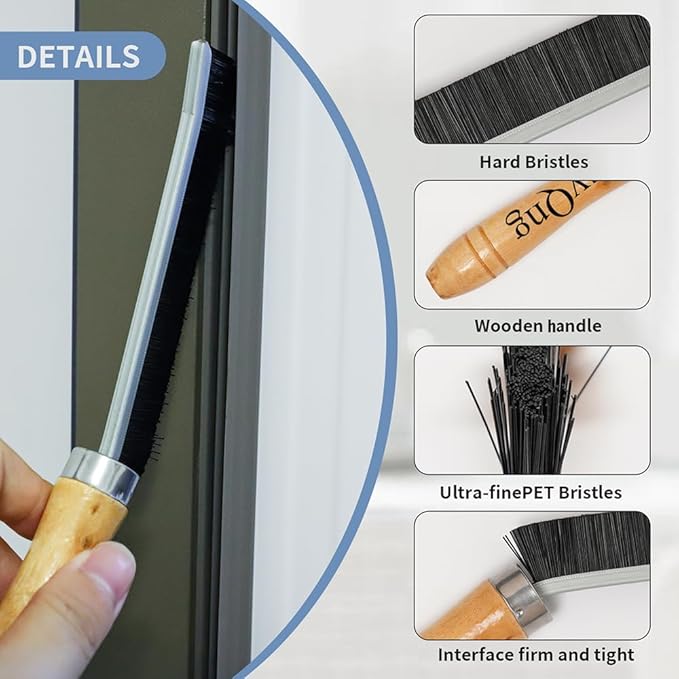 YuvQng 4-Piece Set Crevice Cleaning Brush - Multifunctional Hard Bristle Cleaning Brush for Bathroom, Kitchen, Window, Faucet, Toilet & Grout - Durable Household Cleaning Tools Essentials (Silvery)