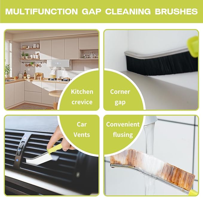 Crevice Cleaning Brush for Home Kitchen Bathroom, PBT Hard Bristle Crevice Brushes for Gaps, and Corners, Toilet, Sink, Window, and Household Cleaning (2Pcs Black+1White)