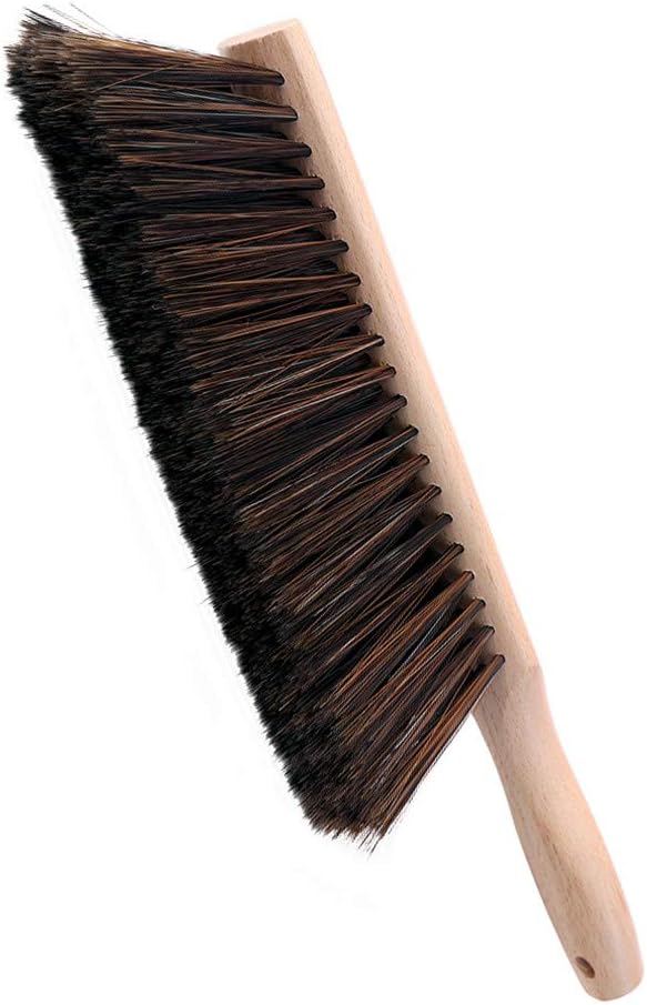 Hand Brush Soft Bristles Wooden Handle Small Hand Sweeper Brush 14 Inch Long (Brown)