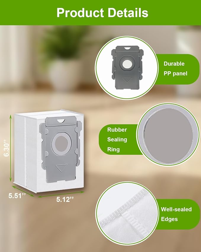 ApexOne 12 Packs Vacuum Bags for iRobot Roomba Clean Base i7, i7+, i8, i8+, i3, i3+, i4, i4+, i5, i5+ i6, i6+, j5, j5+, j6, j6+, j7, j7+, j8, j8+, s9, s9+, j9, j9+ Auto-empty Dirt Disposal Cleaners