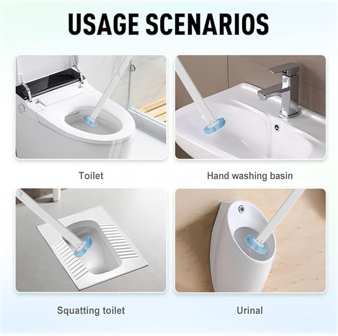 Disposable Toilet Cleaning System: Toilet Brush & Holder Kit with 18PCS Pre-Soaked Cleaner Wall-Mount Scrubbing Toilet Brush Bathroom Cleaning Kit (36-Pack Marine Brush Head)