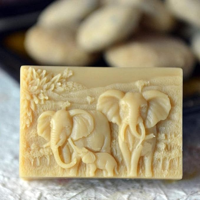 Elephant Family Silicone Soap Molds Animal Bar Soap Making Molds Square Soap Mould for Baby Shower