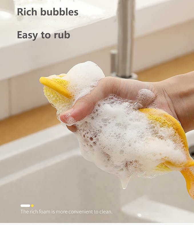 5 Pack Heavy Duty Dish Sponge for Kitchen, Zero Scratch Microfiber Dish Scrubber,Reuseable Dish Washing Sponges for Dishes pots Sink Pans Utensil Cleaning,Scouring Pads Non Scratch for Dishes