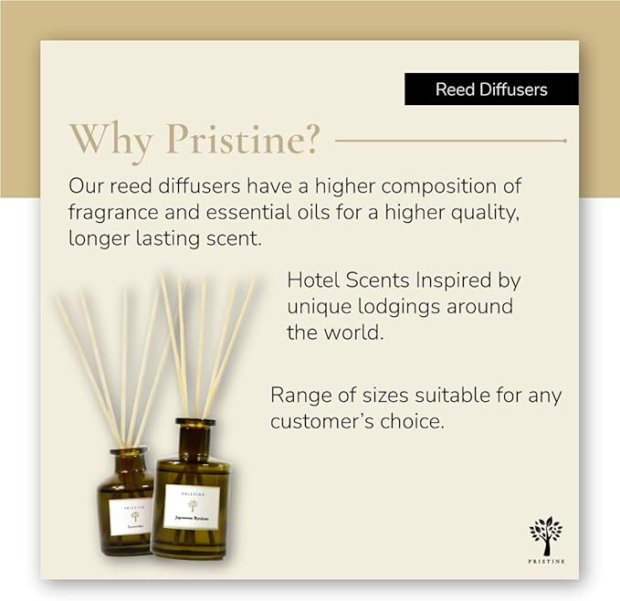 PRISTINE English Country Inn/Inspired by Ritz Carlton Reed Diffuser for Home | Fresh Blend of Strawberry, Vanilla, Musk Reed Diffuser Set, Oil & Reed Diffuser Sticks | Home & Office Decor | Fragrance