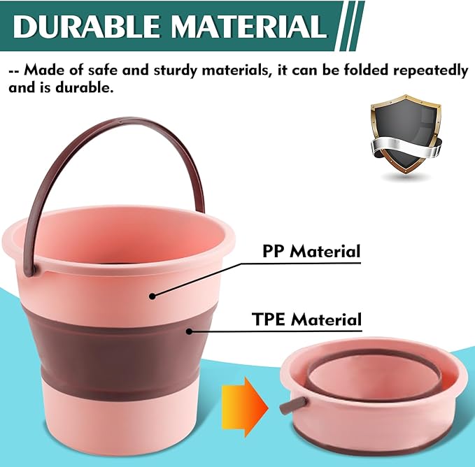Collapsible Bucket 1.3 Gallon/5L Small Plastic ousehold Cleaning Mop Buckets Foldable Water Bucket for Car Wash Fishing Camping Beach (Pink)