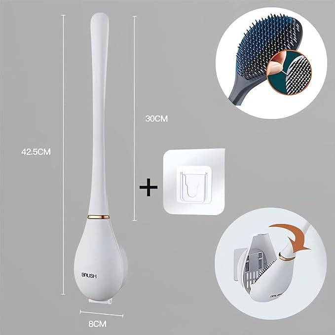2025 New Modern Flexible Silicone Toilet Caspa for Home，Silicone Toilet Bowl Brush & Holder Set, Wall Mounted Cleaning Kit with Dispenser, Flexible & Hygienic Bathroom Scrubber for Home (#C)