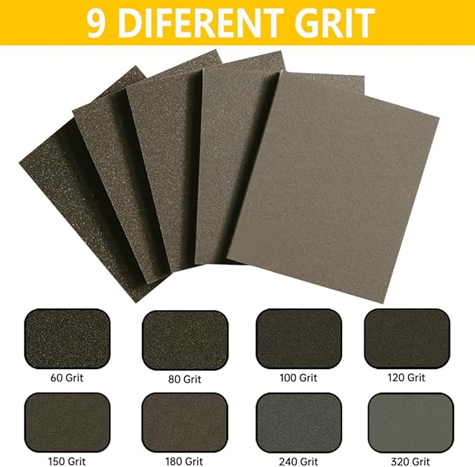 16PCS 150 Grits Sanding Sponge Medium Coarse Sanding Block, Washable and Reusable Wet Dry Sandpaper Sponge， Sander Sponges for Wood Drywall Metal Wood