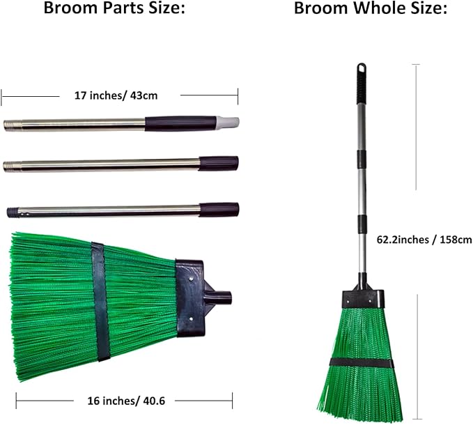 Xifando Courtyard Broom-Heavy Duty Broom Long Handle Outdoor Commercial Angle Broom for Courtyard Ourdoor Travel Camping