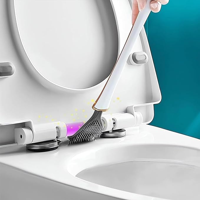 2025 New Modern Flexible Silicone Toilet Caspa for Home，Silicone Toilet Bowl Brush & Holder Set, Wall Mounted Cleaning Kit with Dispenser, Flexible & Hygienic Bathroom Scrubber for Home (#B)