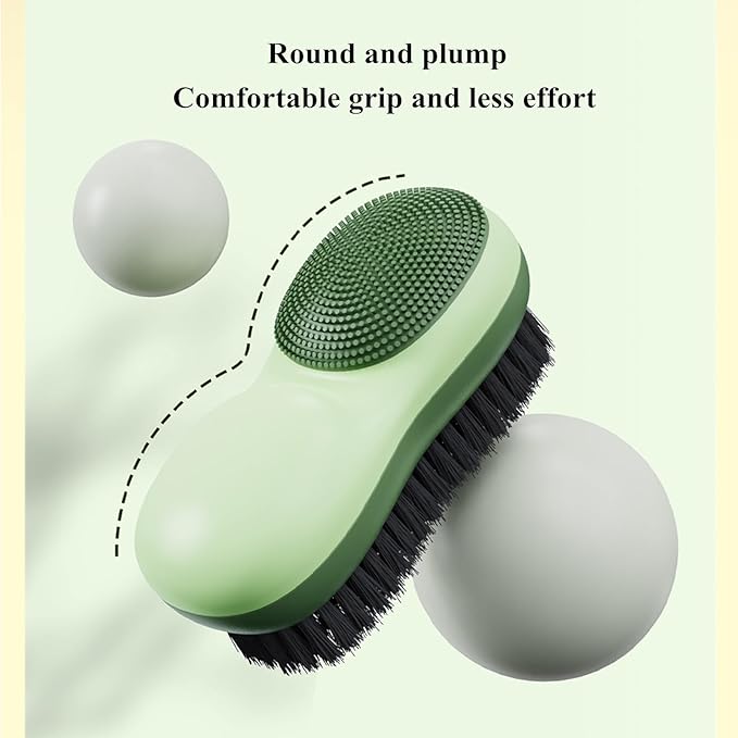 Two-Sided Laundry Stain Remover Brush, Soft Bristle for Scrubbing Out Tough Stains on Wool Cashmere Delicate Fabrics Knits Cotton Leather, Easy to Grip Hand Washing Clothes Brushes (Green)